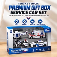 4pcs Rescue Vehicle Toy Set - Police Car, Ambulance, Helicopter & Motorcycle with Light & Sound, Fri