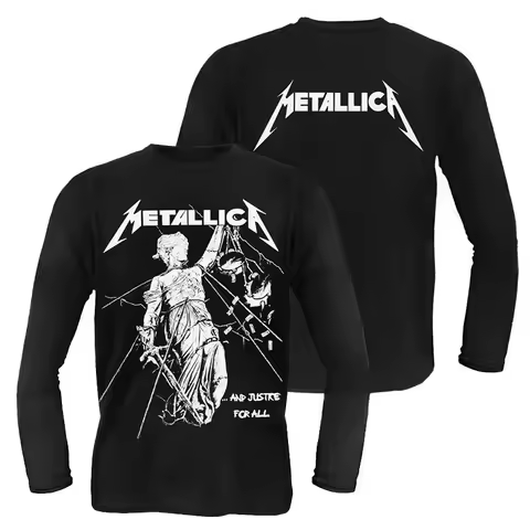 Metallica metal band retro Street 3D estampado camiseta de manga larga neutral camisa de moda Y2K co