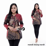 Blouse Batik Wanita Blouse Batik Blouse Batik Motif Keong Biru [ Promo