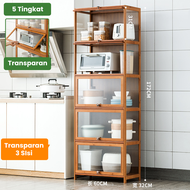 Inaso Lemari Dapur Kayu Rak Oven Microwave Tempat Penyimpanan Piring Panci Rak Kabinet Dapur Anti De