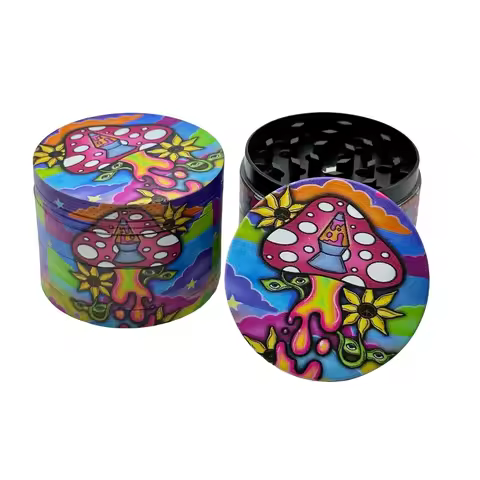 50mm/2inch Mushroom Lava Lamp Tie Dye 4-piece Metal Custom Tobacco Grinder