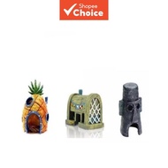 Lifestyle-Local Hot-Bikini Bottom Aquarium Decoration Set, Including 3 Houses (Pineapple House, Rest