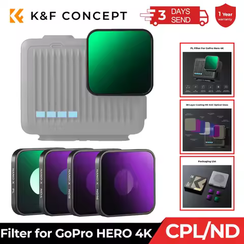 K&F CONCEPT Action Camera Filter Set for GoPro HERO 4K Multi-Coated HD CPL ND4 ND8 ND16 Circular Pol