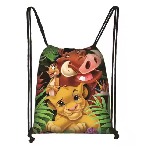The Lion King Simba Drawstring Bag Boys Girls Storage Bags Teenager Casual Backpack Travel Beach Bag