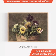 Tranh treo tường Flowers Painting Vintage Painting Pansies Gift French Wall Art Farmhouse Wall Art C