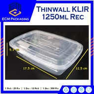 THINWALL KLIR 1250ML RECTANGLE 25 PCS | FOOD CONTAINER | Plastic Lunch Box