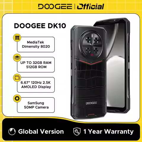 Global Version New Blackcro DOOGEE DK 10 Rugged Phone 5G 6.67" 120Hz 2.5K AMOLED Display 12GB+512GB 