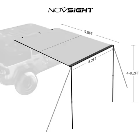 Car Side Off Road Awning 8.2 x 10ft, Waterproof Pull-Out for Camping 5000mm PU Adjustable Height Ret