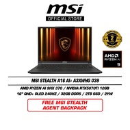 MSI Stealth A16 AI+ A3XWHG 039 (16" QHD+ OLED 240Hz/Ryzen AI 9 HX 370/32GB/2TB/RTX5070 Ti/Win11/2Y)