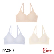 B'me Seamless Bra level 3 Thick Foam Model ME1A4M (Pack Of 3 Mixed Colors) Beige Color Cream Blue