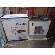 Mesin cuci aqua 2 tabung 8kg qw 860 xt seri baru 8 kg hijab series