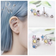1PC Sleeper Stud Earring Multicolor Rhinestone Stud Earring Star Helix Conch Ear Piercing 20G Hypoal