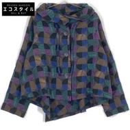 Jiu紫色多色圓領短外套，40碼（二手）