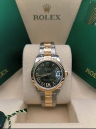 31mm 278273-0015 Oyster Perpetual Datejust 31腕錶黃金及蠔式鋼款，搭配鑲鑽橄欖綠色錶面及蠔式（Oyster）錶帶。