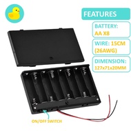 AA 8 Slot Battery Holder With Cover and On/Off Switch
