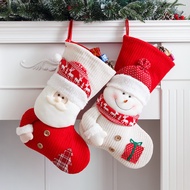 Merry Christmas Gift Bag Large Red White Knit Christmas Stockings Old Man Snowman Candy Bag Gift Bag