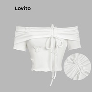 Lovito Casual Bow Summer/Spring T-Shirt for Women L112ED097 Lovito Casual Bow Summer/Spring T-Shirt 