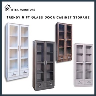 TRENDY 6 Feet Display Cabinet Glass Cabinet Display Rack Book Rack Bookshelf Almari Buku Almari Kaca Almari Display Kaca