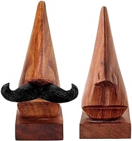 GIFTOS365 Handmade Wooden Nose Shaped Spectacle Specs Eyeglass Holder Stand with One Moustache - Set