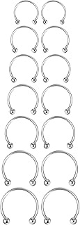 14PCS Surgical Steel Horseshoe Septum Nose Ring Hoop Set Piercing Jewellery,Horseshoe Rings Earring