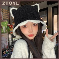 ZTOYL Xô hat dễ thương Mèo Tai len mùa thu và mùa đông ấm Chic Mũ Dệt Kim cho phụ nữ