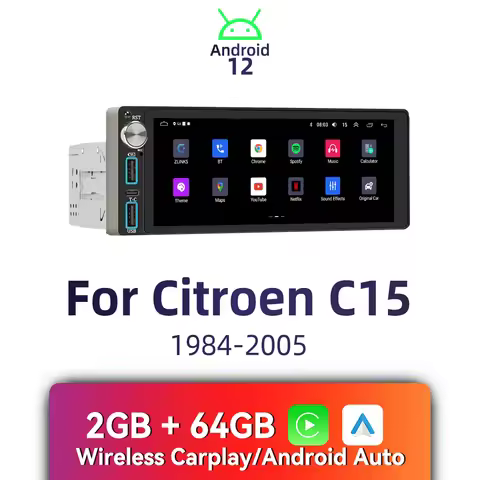 6.86" Screen 1 Din Android Car Multimedia Radio CarPlay GPS WiFi for Citroen C15 1984-2005 Stereo He