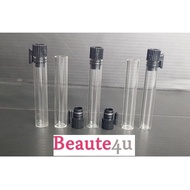 Ready Stock 1ml  Empty Small Clear Glass Perfume Sample Vial black cap Bottle-Beaute4u