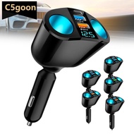 C5GOON Car Socket Splitter Blue Atmosphere Light PD QC3.0 2 USB Charger C Ports For Mobile Phone DVR
