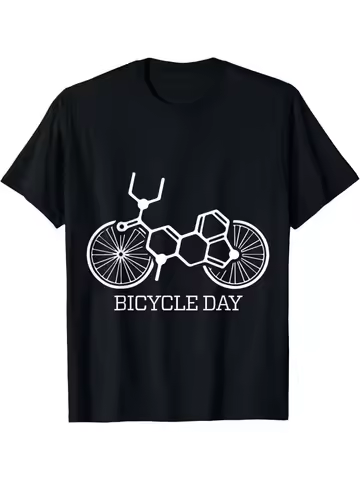 Men's 1943 Bicycle Day graphic T-shirt featuring Hoffman's LSD discovery - a retro chemical design g
