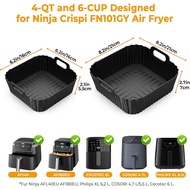 2Pcs for Ninja Crispi FN101GY Air Fryer Silicone Liners,Non-Stick Ninja Glass Air Fryer Accessories,