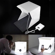 nzuyoyoshop 24cm กล่องถ่ายภาพสินค้า : Light room box ขนาด 22.6x23x 24cm-ฉากหลังสีขาว+ดำ (LED Kit+Mic