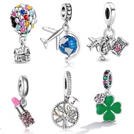 925 Silver-plate Charm Balloon Airplane Coffee Charm Classic Accessories