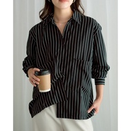 KEMEJA Myrubylicious MALORY STRIPE SHIRT CODE 1462 | POLYESTER STRIPE SHIRT | CASUAL WOMEN'S SHIRT S