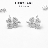 TIENTHANH SILVER women's SILVER earrings, 4-leaf clover earrings with real SILVER stones