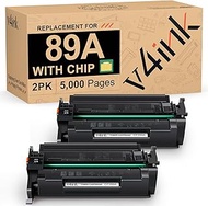v4ink 89A Black Toner Cartridge 2 Pack (Latest Upgraded Chip) Compatible Replacement for HP 89A 89X 