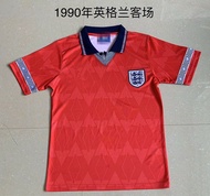 British style original imported Umbro 1990 England Away Retro Jersey/football Uniform/wave Shirt/red