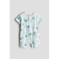 HM เสื้อผ้าเด็กชุดรอมเปอร์เด็กฤดูใบไม้ผลิฤดูร้อนบางพิมพ์เด็ก เด็กผู้หญิง ชุดรอมเปอร์ผ้าฝ้าย 100 แขนส