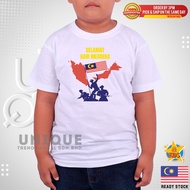 KIDS Merdeka Cotton T-shirt Merdeka 2025, 3-14 Years Kain Sejuk Short Sleeve UniqueTee-UTM25/3