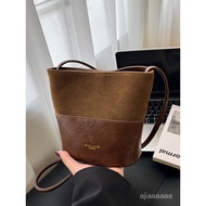 [Taiwan Shipment+Scratch-Resistant Wear-Resistant Style] High-End Retro Matte Leather Bucket Bag Wom