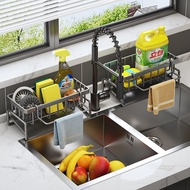 Kitchen Sink Organizer, Multi-Function Faucet Drying Rack for Dishcloths & Detergent, Space-Saving K