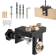 ชุดอุปกรณ์เจาะรูแบบพกพาแบบ3-In-1ชุดแม่แบบการเจาะเฟอร์นิเจอร์ทำจากไม้รูขนาด8/10/15มม. พร้อมตัวระบุตำแ