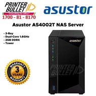 Asustor AS4002T NAS Server (2-Bay, Dual-Core 1.6GHz, 2GB DDR4, Tower)