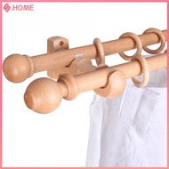 Solid wood curtain rod log Roman rod silent curtain track single rod double rod top mounted side mou