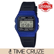 [Time Cruze] Casio F-91 Digital Black Resin Strap Blue Case Army Kids Women Men Watch F-91WM-2A F-91