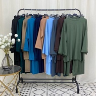 FM067 Causal rib loose top & wide leg pants coord