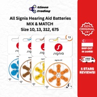 Hearing Aid Battery Signia Size S10 S13 S312 S675 - 6 cells in 1 pack (MADE IN GERMANY 100%)