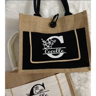 Personalized Abaca Tote Bag Souvernir Linen Bag Burlap