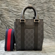 GUCCI 696010 Mini tote bag GG 黑色 防水 字紋 老花 手提包 斜背包 琴譜包