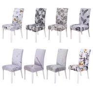 Grey Chair Cover Printed Pattern Anti-dirty Home Use Dinging Chair Seat Cover Slipcovers for Banquet Hotel Restaurant 1PC