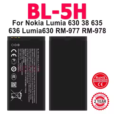 BL-5H 1830mAh Replacement Battery For Nokia Lumia 630 38 635 636 Lumia630 RM-977 RM-978 BL5H BL 5H L